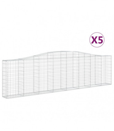 vidaXL Arched Gabion Baskets 5 pcs 400x30x100/120 cm Galvanised Iron