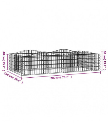 vidaXL Arched Gabion Raised Bed 200x100x50 cm Galvanised Iron