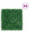 vidaXL Artificial Shrub Leaf Fence 6 pcs Green 50x50 cm