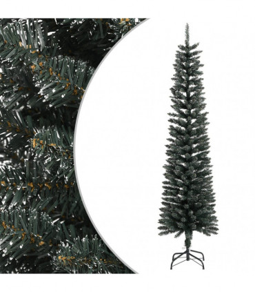 vidaXL Artificial Slim Christmas Tree with Stand Green 210 cm PVC