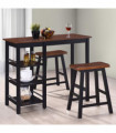 vidaXL Bar Set 3 Pieces MDF Black