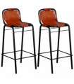 vidaXL Bar Stools 2 pcs Real Leather