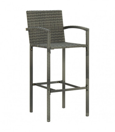 vidaXL Bar Stools 4 pcs Grey Poly Rattan