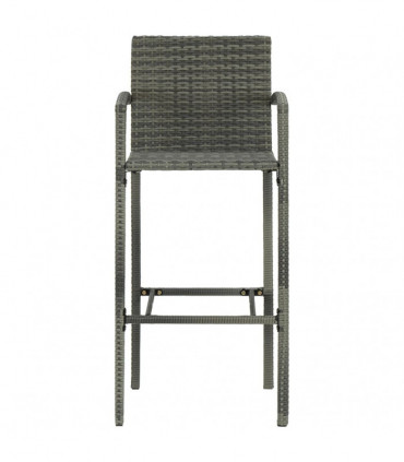 vidaXL Bar Stools 4 pcs Grey Poly Rattan