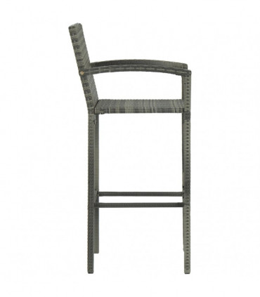 vidaXL Bar Stools 4 pcs Grey Poly Rattan