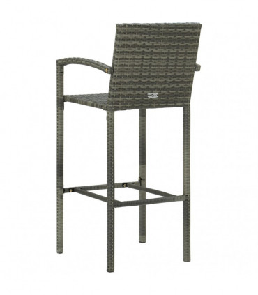 vidaXL Bar Stools 4 pcs Grey Poly Rattan