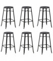 vidaXL Bar Stools 6 pcs Black Steel