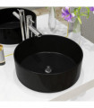 vidaXL Basin Ceramic Round Black 40x15 cm