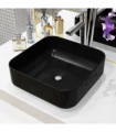 vidaXL Basin Ceramic Square Black 38x38x13.5 cm