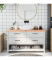 vidaXL Bathroom Countertop Light Brown 140x50x(2-6)cm Treated Solid Wood