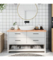 vidaXL Bathroom Countertop Light Brown 140x60x(2-4)cm Treated Solid Wood