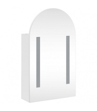 vidaXL Bathroom Mirror Cabinet with LED Light Arched White 42x13x70 cm