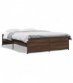 vidaXL Bed Frame Brown Oak 140x190 cm Engineered Wood and Metal