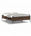 vidaXL Bed Frame Brown Oak 140x190 cm Engineered Wood and Metal