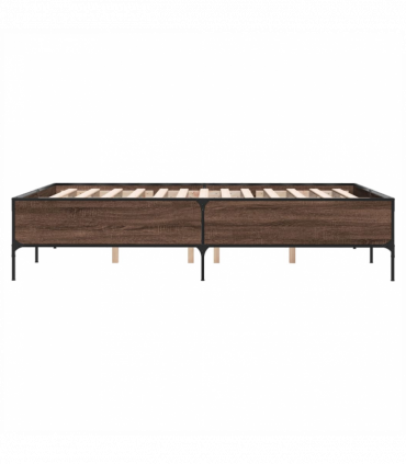 vidaXL Bed Frame Brown Oak 140x190 cm Engineered Wood and Metal