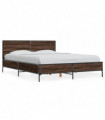 vidaXL Bed Frame Brown Oak 140x200 cm Engineered Wood and Metal