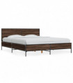 vidaXL Bed Frame Brown Oak 150x200 cm King Size Engineered Wood and Metal