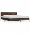 vidaXL Bed Frame Brown Oak 200x200 cm Engineered Wood and Metal