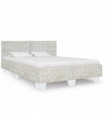 vidaXL Bed Frame Grey Natural Rattan 160x200 cm