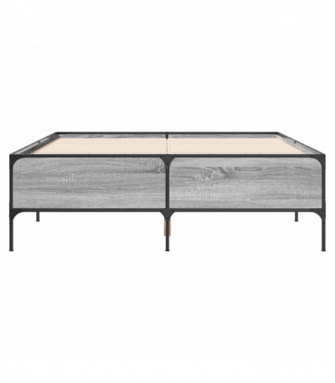 vidaXL Bed Frame Grey Sonoma 120x200 cm Engineered Wood and Metal