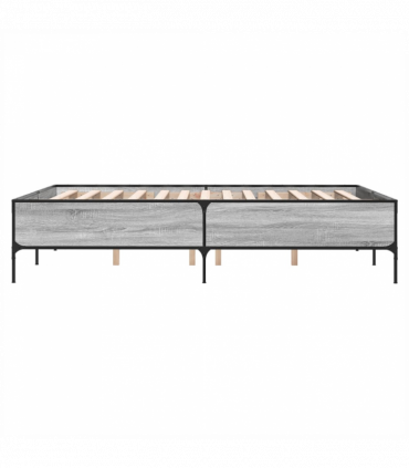 vidaXL Bed Frame Grey Sonoma 120x200 cm Engineered Wood and Metal