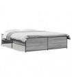 vidaXL Bed Frame Grey Sonoma 140x200 cm Engineered Wood and Metal