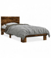 vidaXL Bed Frame Smoked Oak 100x200 cm Engineered Wood and Metal