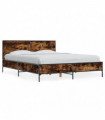 vidaXL Bed Frame Smoked Oak 120x200 cm Engineered Wood and Metal