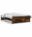 vidaXL Bed Frame Smoked Oak 135x190 cm Double Engineered Wood and Metal