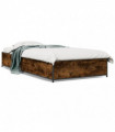vidaXL Bed Frame Smoked Oak 75x190 cm Small Single Engineered Wood and Metal