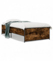 vidaXL Bed Frame Smoked Oak 90x200 cm Engineered Wood and Metal