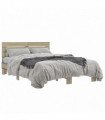 vidaXL Bed Frame Sonoma Oak 140x200 cm Engineered Wood and Metal
