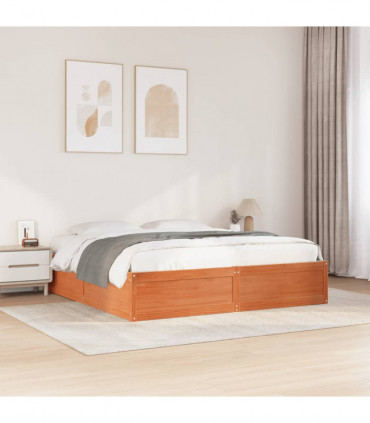 vidaXL Bed Frame Wax Brown 180x200 cm Super King Solid Wood Pine