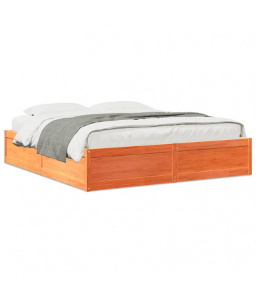 vidaXL Bed Frame Wax Brown 180x200 cm Super King Solid Wood Pine