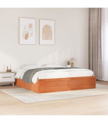 vidaXL Bed Frame Wax Brown 200x200 cm Solid Wood Pine