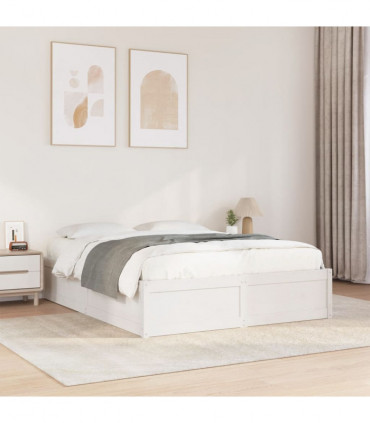 vidaXL Bed Frame White 150x200 cm King Size Solid Wood Pine