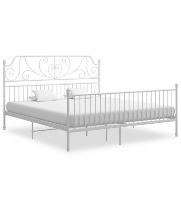 vidaXL Bed Frame White Metal 180x200 cm Super King