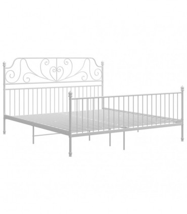 vidaXL Bed Frame White Metal 180x200 cm Super King