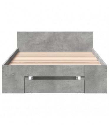 vidaXL Bed Frame with Drawer Concrete Grey 75x190 cm Small Single Engineered Wood
