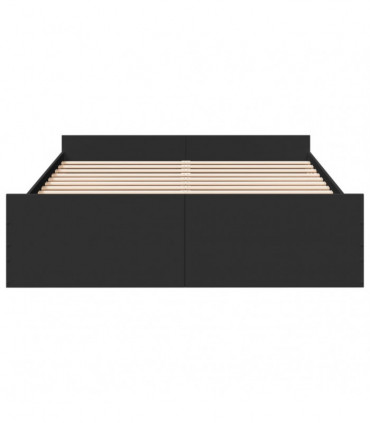 vidaXL Bed Frame with Drawers Black 150x200 cm King Size Engineered Wood