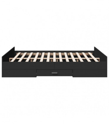 vidaXL Bed Frame with Drawers Black 150x200 cm King Size Engineered Wood
