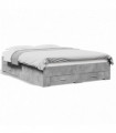 vidaXL Bed Frame with Drawers Concrete Grey 135x190 cm Double Engineered Wood