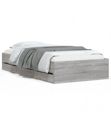 vidaXL Bed Frame with Drawers Grey Sonoma 100x200 cm Engineered Wood