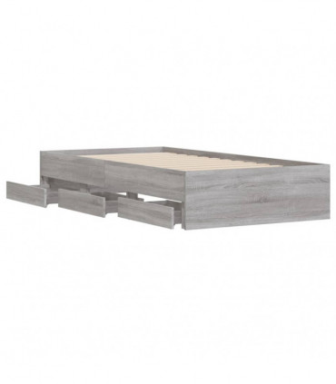vidaXL Bed Frame with Drawers Grey Sonoma 100x200 cm Engineered Wood