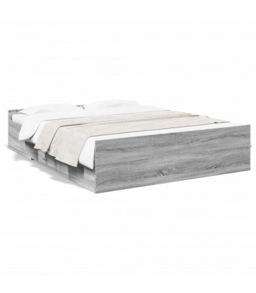 vidaXL Bed Frame with Drawers Grey Sonoma 150x200 cm King Size Engineered Wood