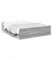 vidaXL Bed Frame with Drawers Grey Sonoma 150x200 cm King Size Engineered Wood