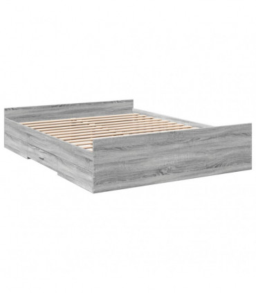 vidaXL Bed Frame with Drawers Grey Sonoma 150x200 cm King Size Engineered Wood
