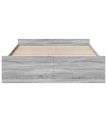 vidaXL Bed Frame with Drawers Grey Sonoma 150x200 cm King Size Engineered Wood