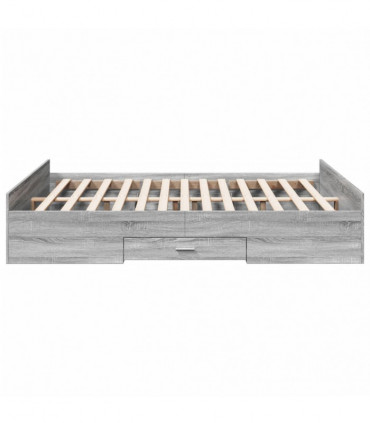 vidaXL Bed Frame with Drawers Grey Sonoma 150x200 cm King Size Engineered Wood