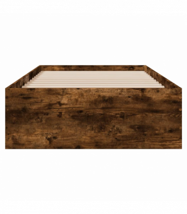 vidaXL Bed Frame with Drawers Smoked Oak 90x190 cm Single Engineered Wood